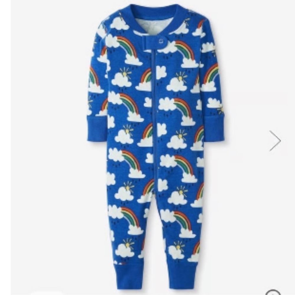 Hanna Andersson Blue One Piece with Rainbow and Cloud Pattern